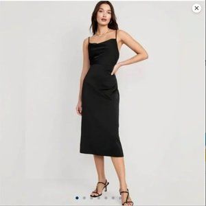 NWT Old Navy Cowl-Neck Satin Midi Slip Dress for Women, size small, 90's
